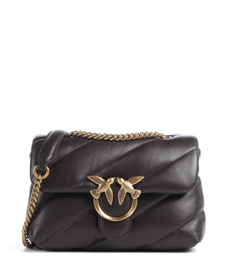 Pinko Love Puff Mini Axelremsväska marrone marasca/antique gold