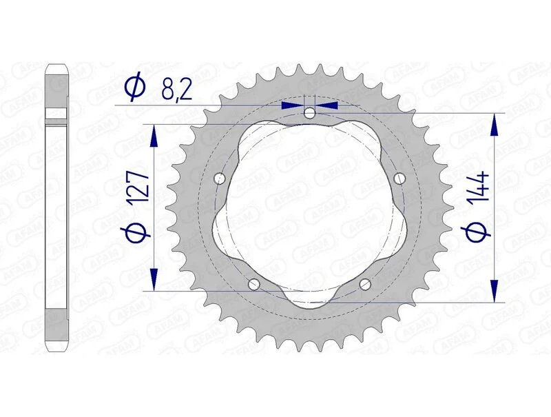 AFAM Aluminium Rear Sprocket 51608 - 525 - Requires an AFAM Rear Sprocket Carrier 51608-38