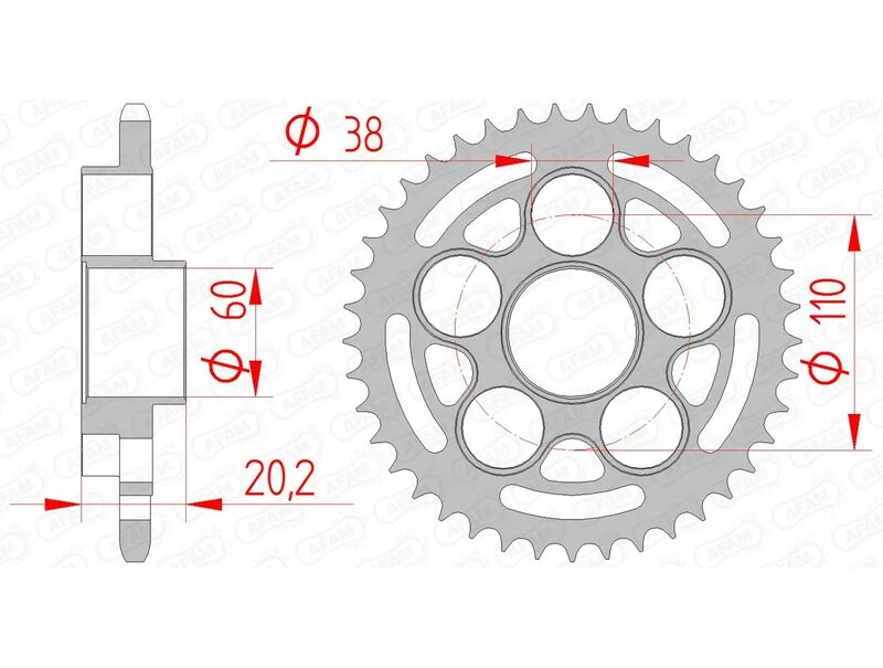 AFAM Steel Standard Rear Sprocket 50614 - 520 50614-41