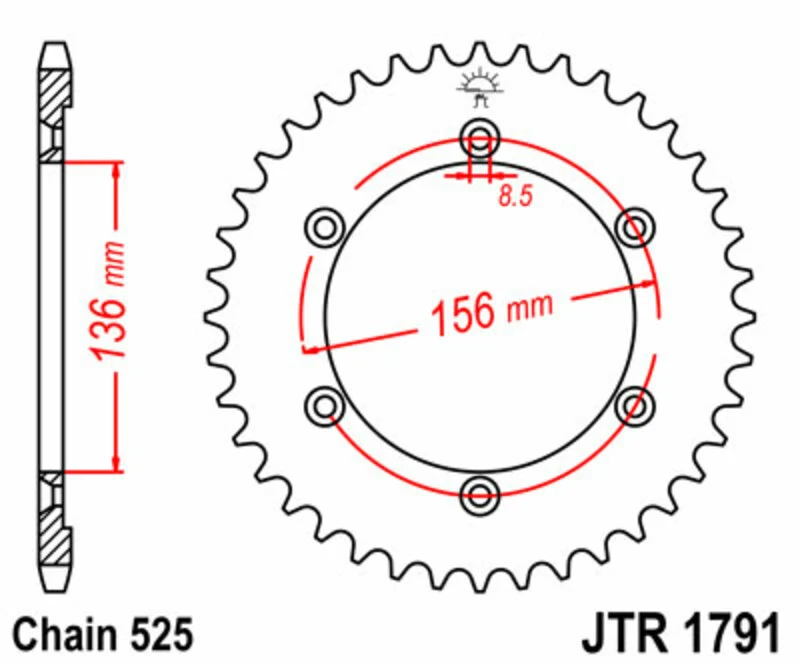 JT SPROCKETS Steel Standard Rear Sprocket 1791 - 525 JTR1791.41