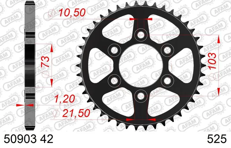 AFAM Steel Standard Rear Sprocket 50903 - 525 50903-42