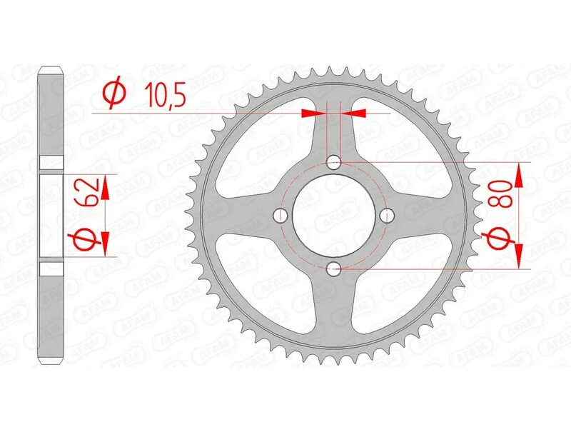 AFAM Steel Standard Rear Sprocket 12224 - 428 12224-54