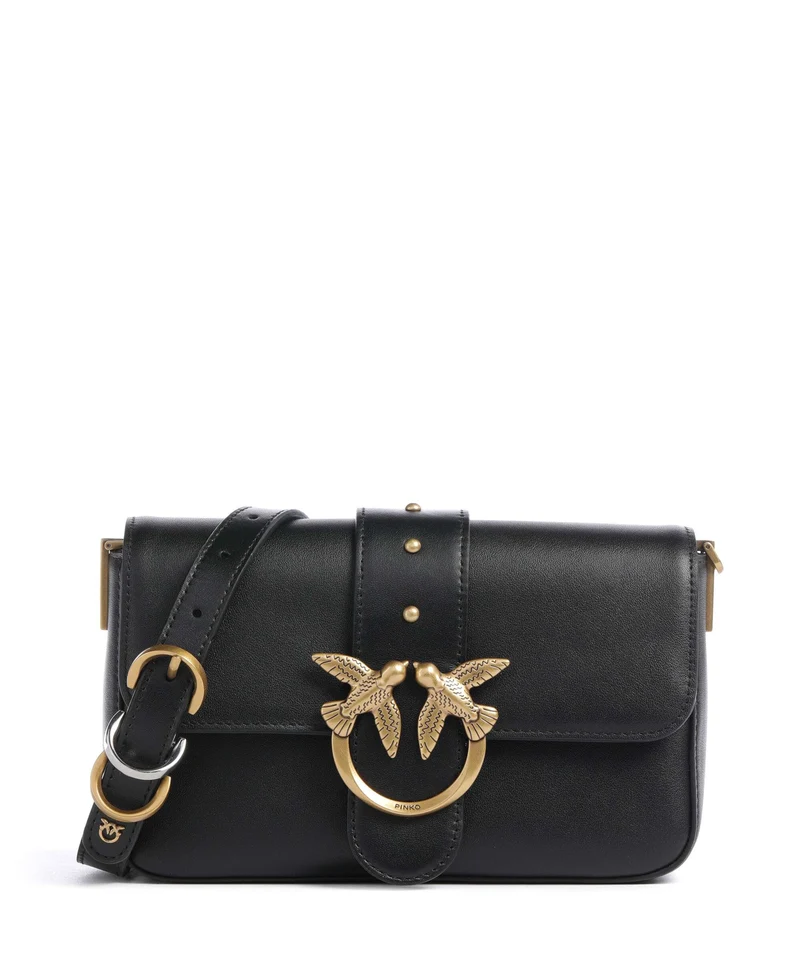 Pinko Love One Mini Slouchy Charms Crossover väska nero/antique gold