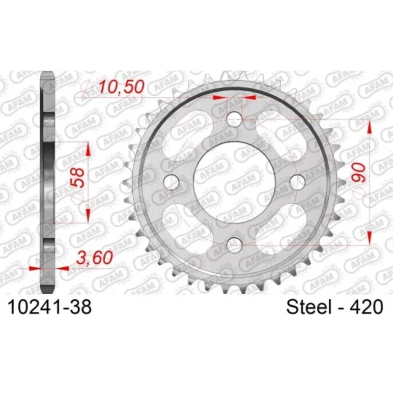 AFAM Standard Steel Rear Sprocket 10241 - 420 10241-38