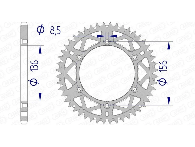AFAM Aluminium Ultra-Light Self-Cleaning Rear Sprocket 15206 - 520 15206+49