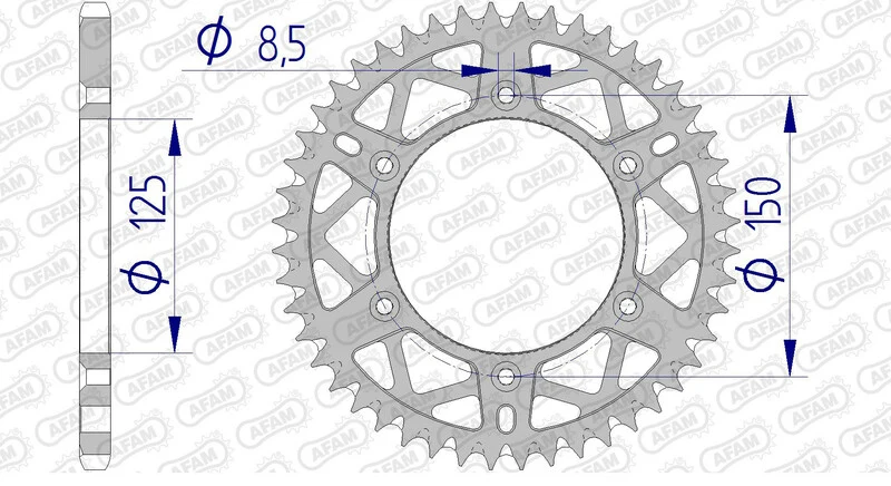 AFAM Aluminium Ultra-Light Self-Cleaning Rear Sprocket 72304 - 520 72304+48