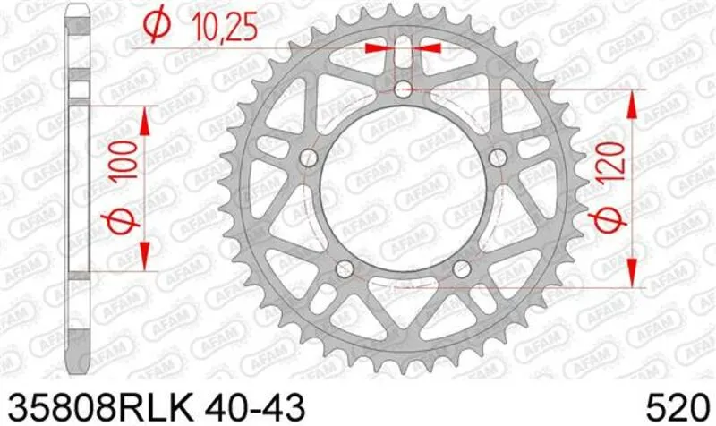 AFAM Steel Ultra-Light Rear Sprocket 35808 - 520 35808RLK-41