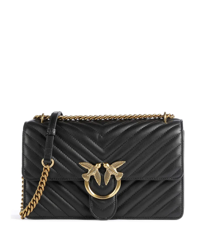 Pinko Love One Classic Axelremsväska nero/antique gold