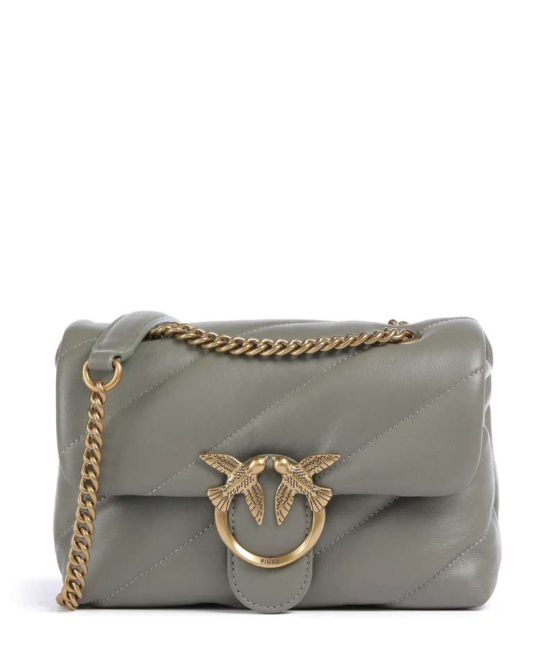 Pinko Love Puff Mini Axelremsväska verde vertiver/antique gold