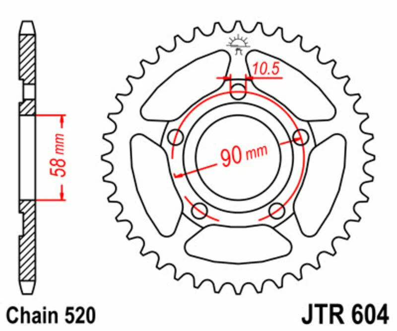 JT SPROCKETS Steel Standard Rear Sprocket 604 - 520 JTR604.36