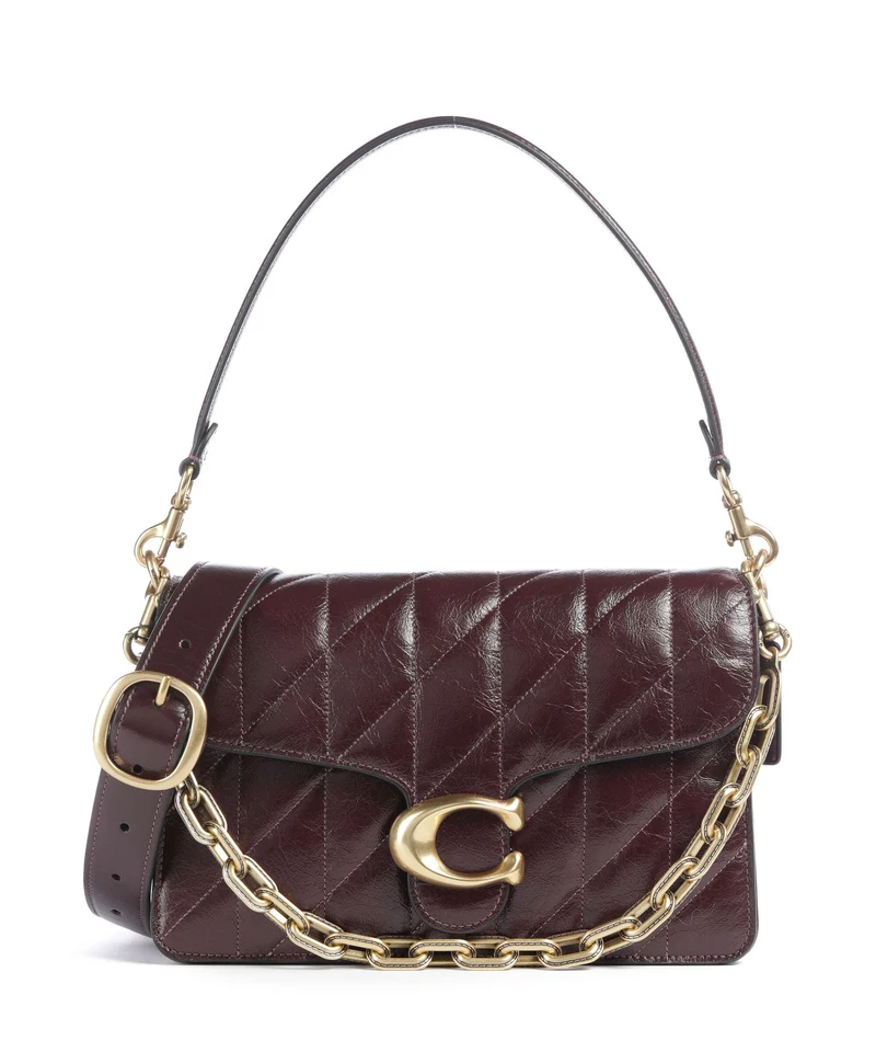 Coach Tabby Quilted Glazed Axelremsväska black currant