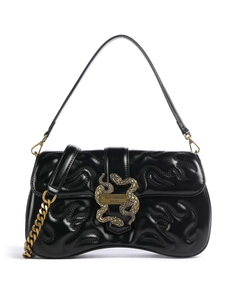 Just Cavalli Iconic Snakes Axelremsväska black