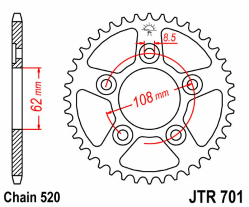 JT SPROCKETS Steel Standard Rear Sprocket 701 - 520 JTR701.43
