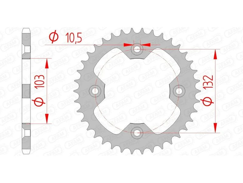 AFAM Steel Standard Rear Sprocket 71305 - 520 71305-37