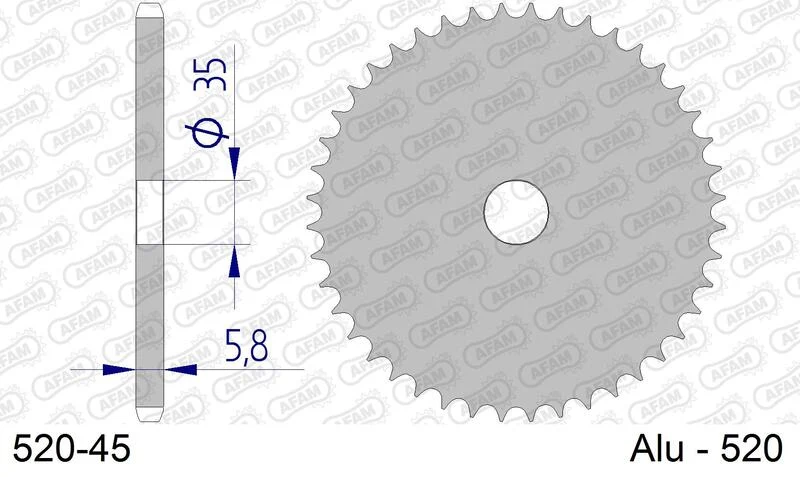 AFAM Aluminium Ultra-Light Hard Anodized Rear Sprocket 17404 - 520 520-45