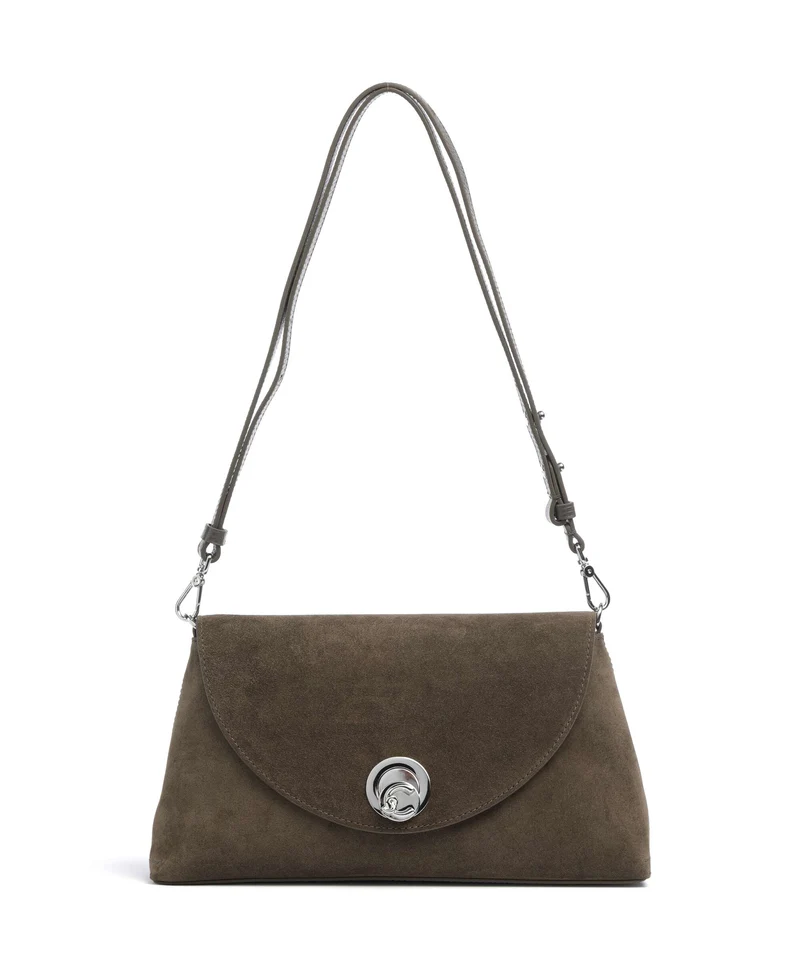 Coccinelle Nikla Suede Axelremsväska fango