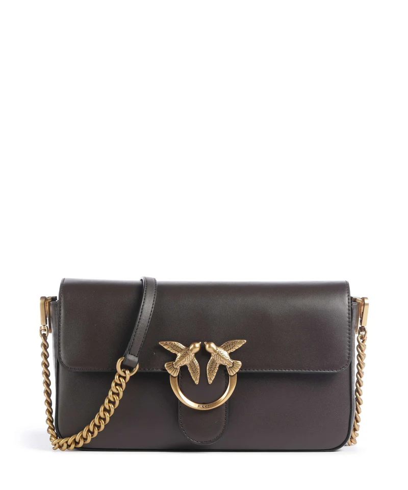 Pinko Love One Classic Slouchy Crossover väska marrone marasca/antique gold