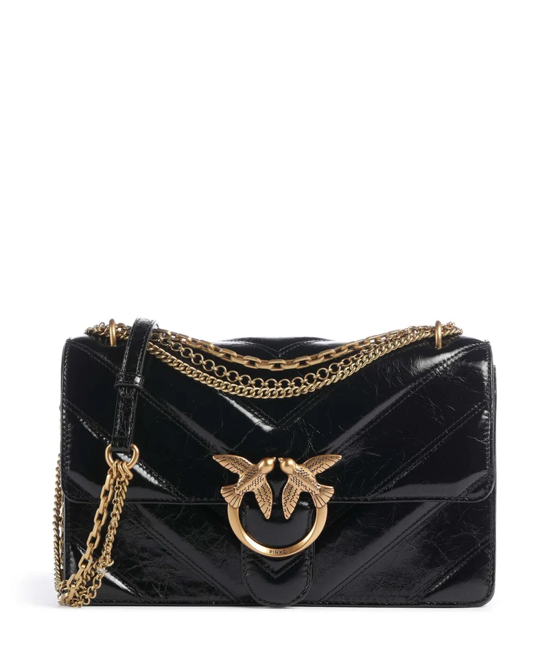 Pinko Love One Classic Axelremsväska nero/antique gold
