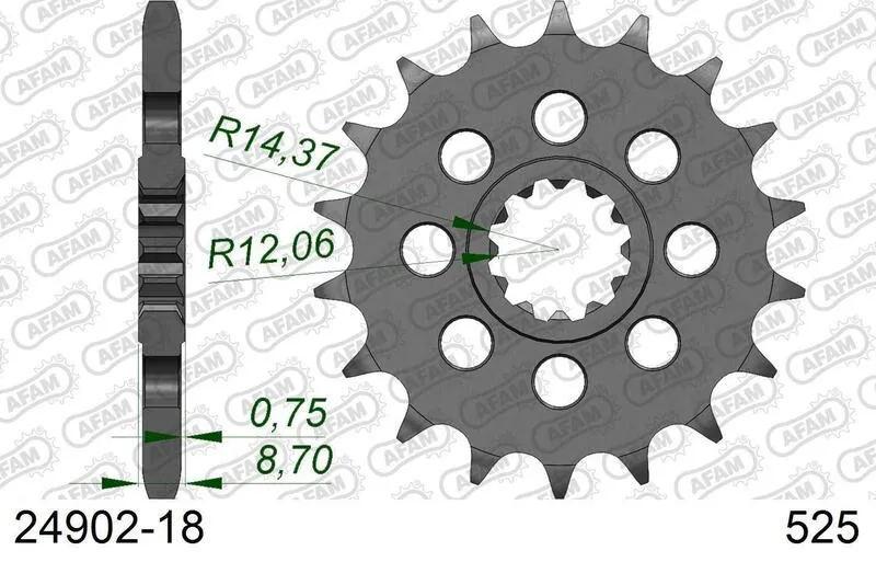 AFAM Steel Standard Front Sprocket 24902 - 525 24902-18