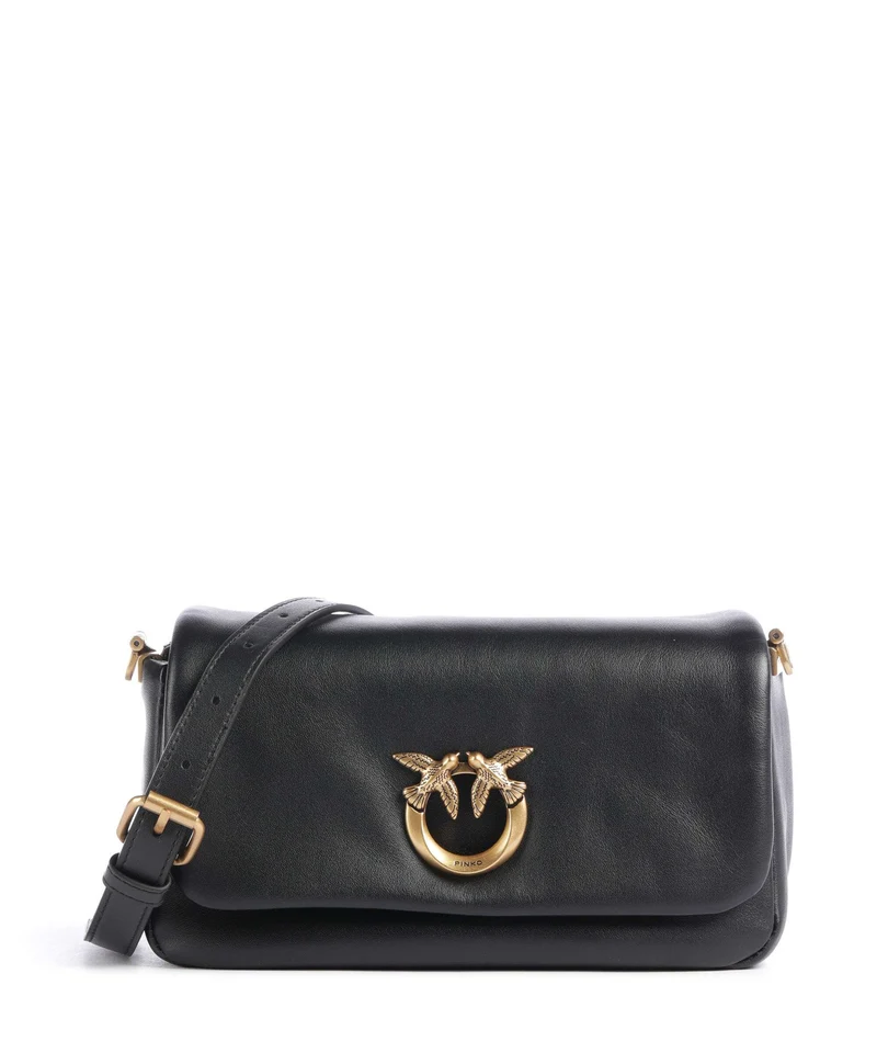 Pinko Click Soft Horizontal Mini Crossover väska nero/antique gold