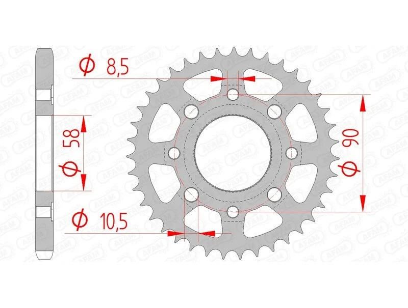 AFAM Steel Standard Rear Sprocket 10201 - 428 10201-40