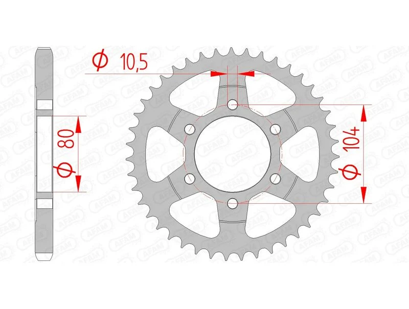 AFAM Steel Standard Rear Sprocket 16610 - 525 16610-39