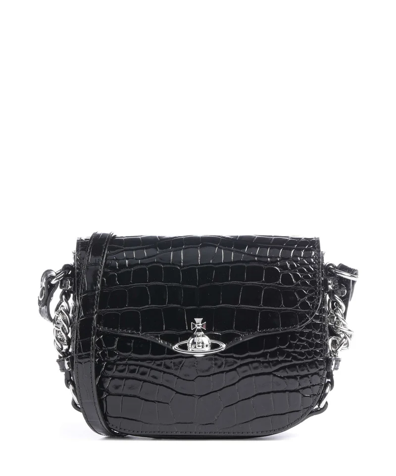 Vivienne Westwood Hunter Embossed Croc Crossover väska black