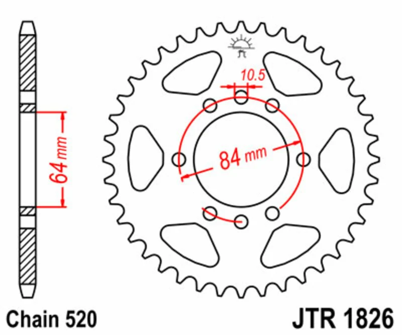 JT SPROCKETS Steel Standard Rear Sprocket 1826 - 520 JTR1826.40