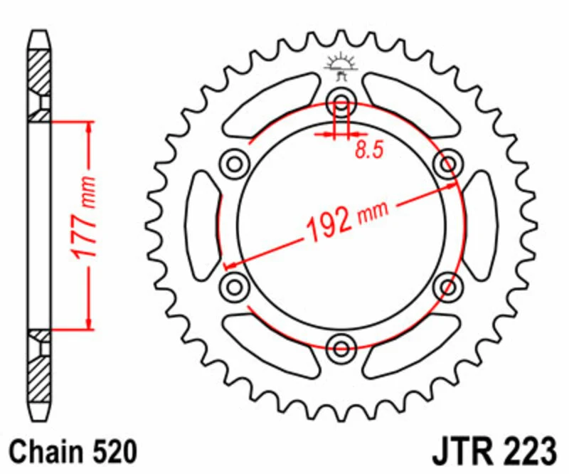 JT SPROCKETS Steel Standard Rear Sprocket 223 - 520 JTR223.53