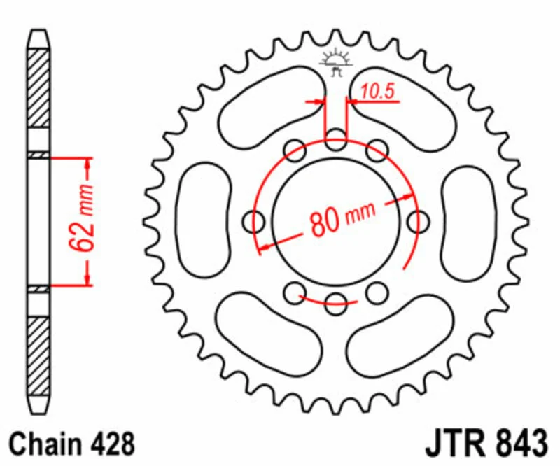 JT SPROCKETS Steel Standard Rear Sprocket 843 - 428 JTR843.50