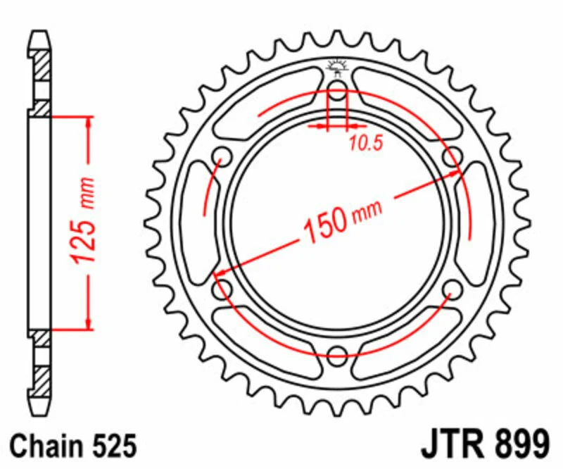 JT SPROCKETS Steel Standard Rear Sprocket 899 - 525 JTR899.42