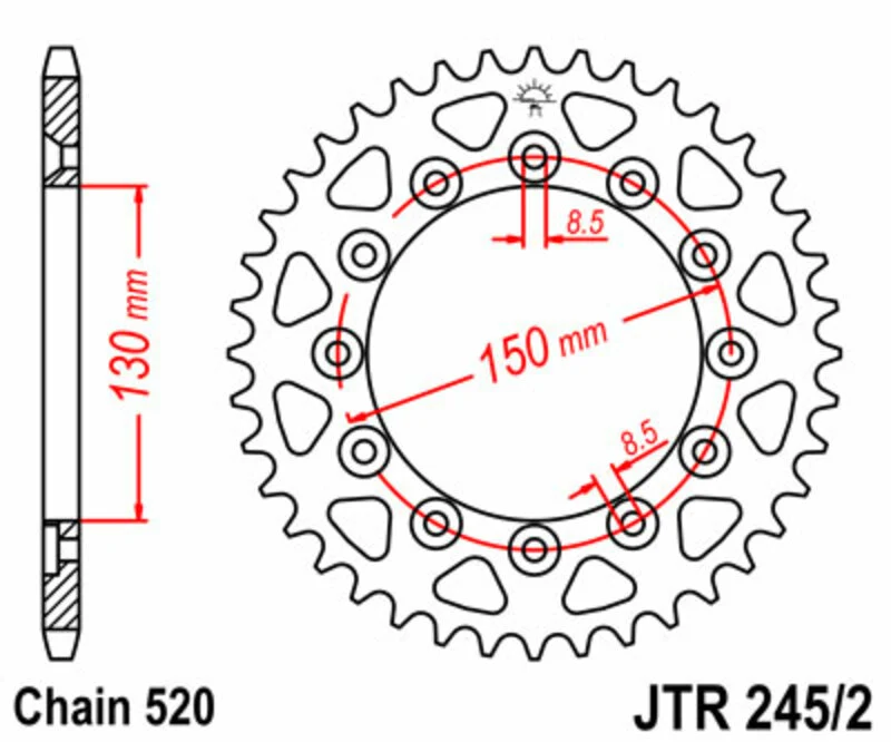 JT SPROCKETS Steel Standard Rear Sprocket 245/2 - 520 JTR245/2.40