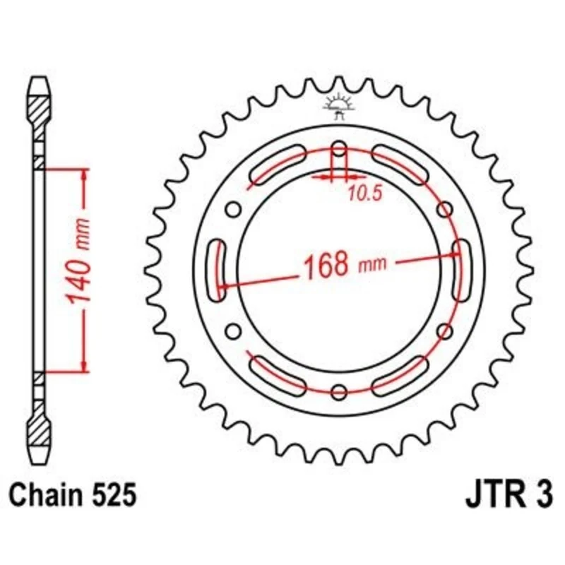 JT SPROCKETS Zinc Standard Rear Sprocket 3 - 525 JTR3.47ZBK