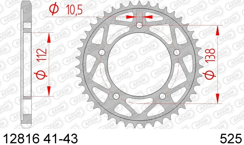 AFAM Steel Standard Rear Sprocket 12816 - 525 12816-40