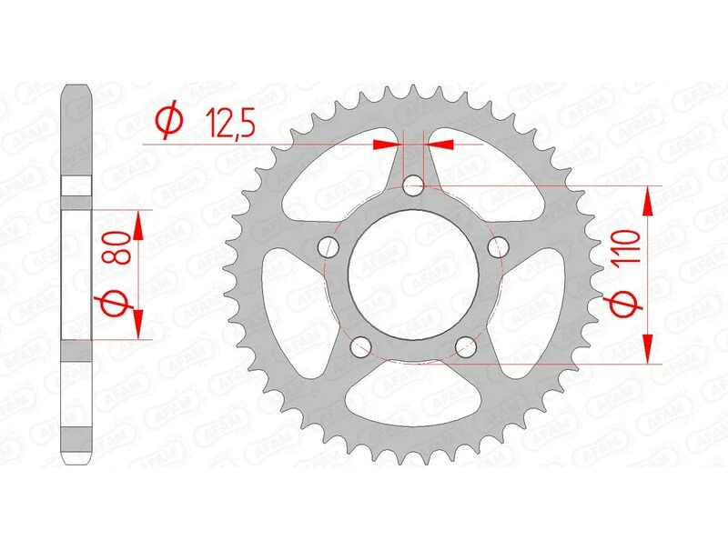 AFAM Steel Standard Rear Sprocket 10608 - 525 10608-45