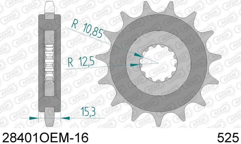AFAM Steel Noise-free Front Sprocket 28401 - 525 28401NR-16