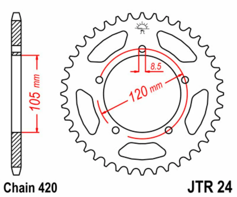 JT SPROCKETS Steel Standard Rear Sprocket 24 - 420 JTR24.51