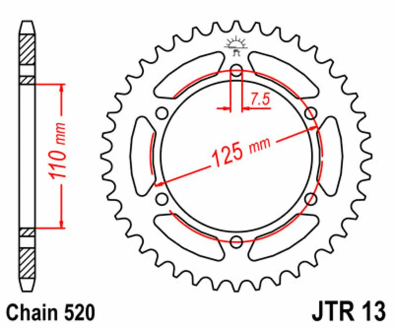 JT SPROCKETS Steel Standard Rear Sprocket 13 - 520 JTR13.41