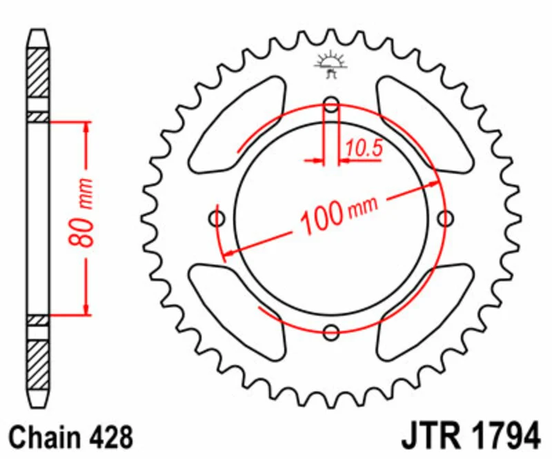 JT SPROCKETS Steel Standard Rear Sprocket 1794 - 428 JTR1794.45