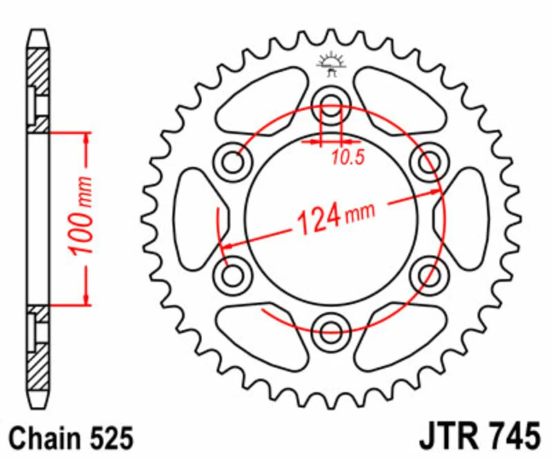 JT SPROCKETS Steel Standard Rear Sprocket 745 - 525 JTR745.42