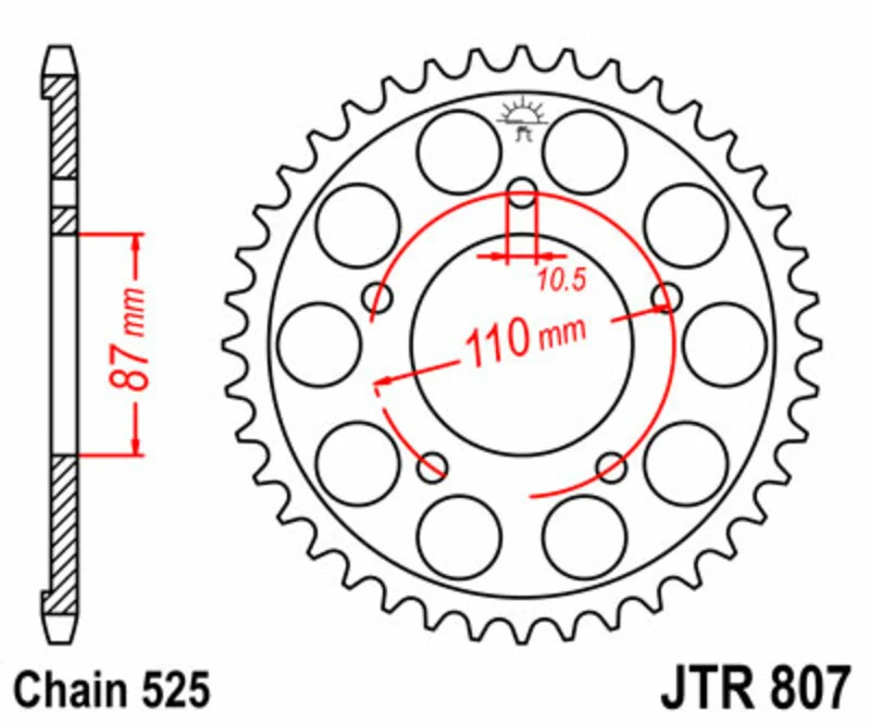 JT SPROCKETS Steel Standard Rear Sprocket 807 - 525 JTR807.45