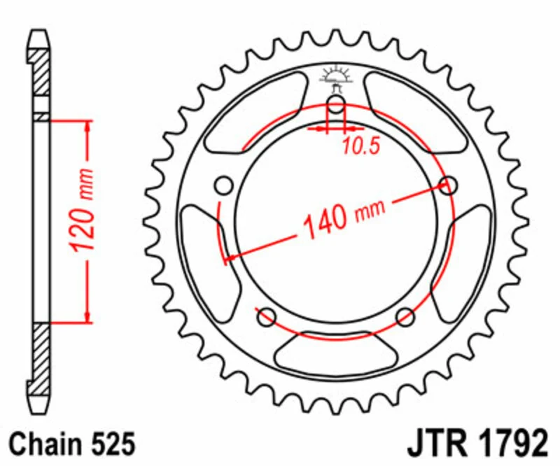 JT SPROCKETS Steel Standard Rear Sprocket 1792 - 525 JTR1792.45