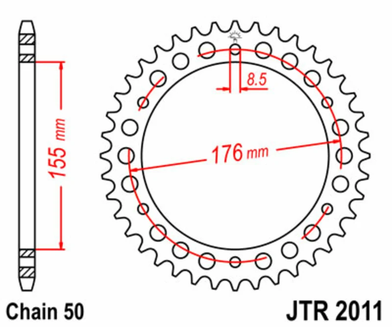 JT SPROCKETS Steel Standard Rear Sprocket 2011 - 530 JTR2011.45