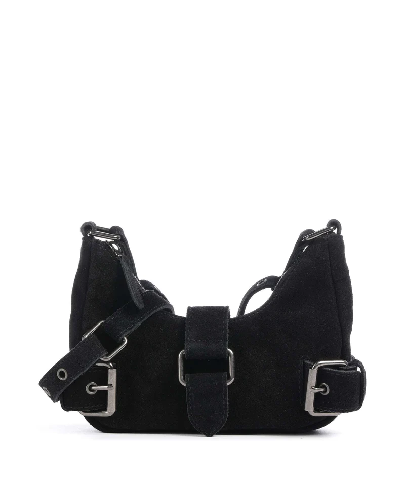 Núnoo Suede Palma Axelremsväska black