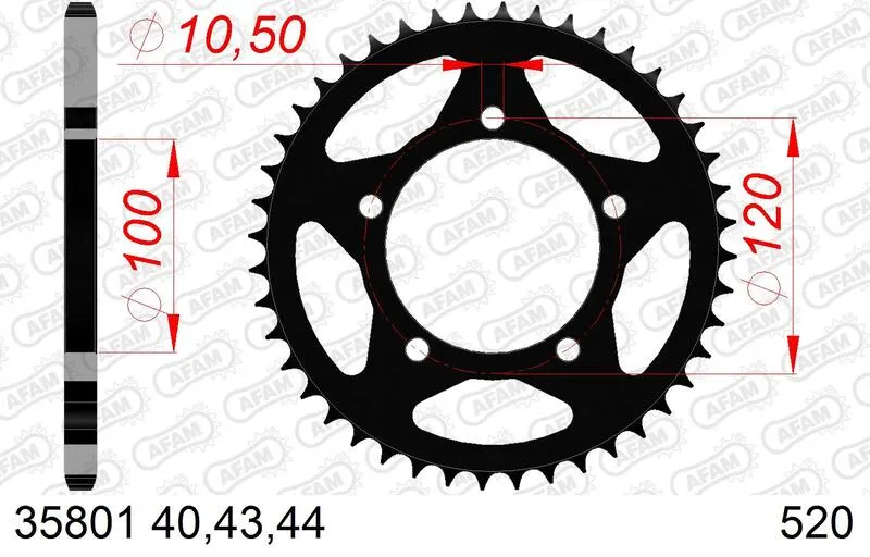 AFAM Steel Standard Rear Sprocket 35801 - 520 35801-43