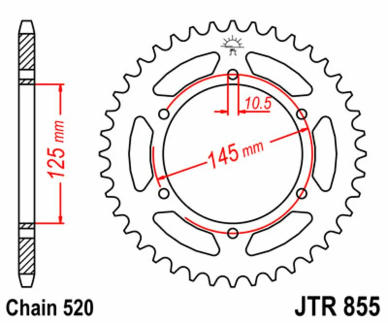 JT SPROCKETS Steel Standard Rear Sprocket 855 - 520 JTR855.46
