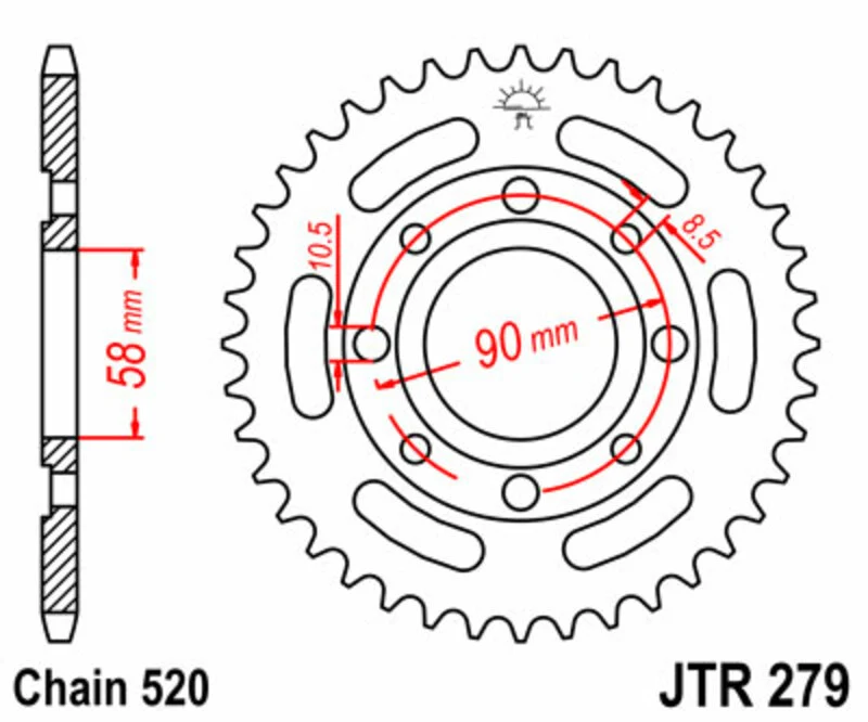 JT SPROCKETS Steel Standard Rear Sprocket 279 - 520 JTR279.39