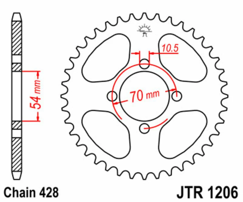 JT SPROCKETS Steel Standard Rear Sprocket 1206 - 428 JTR1206.42
