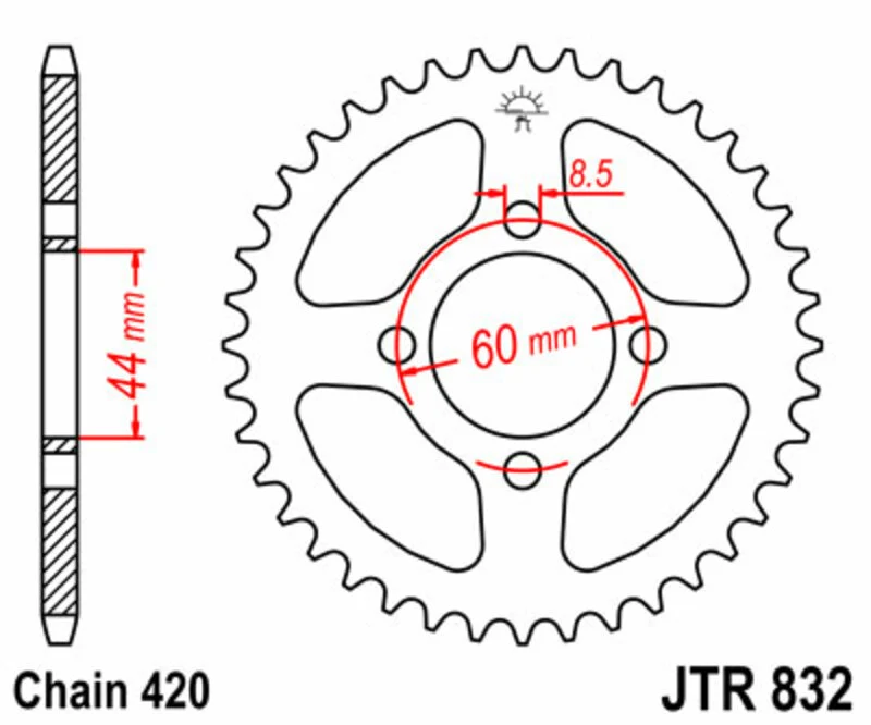 JT SPROCKETS Steel Standard Rear Sprocket 832 - 420 JTR832.50
