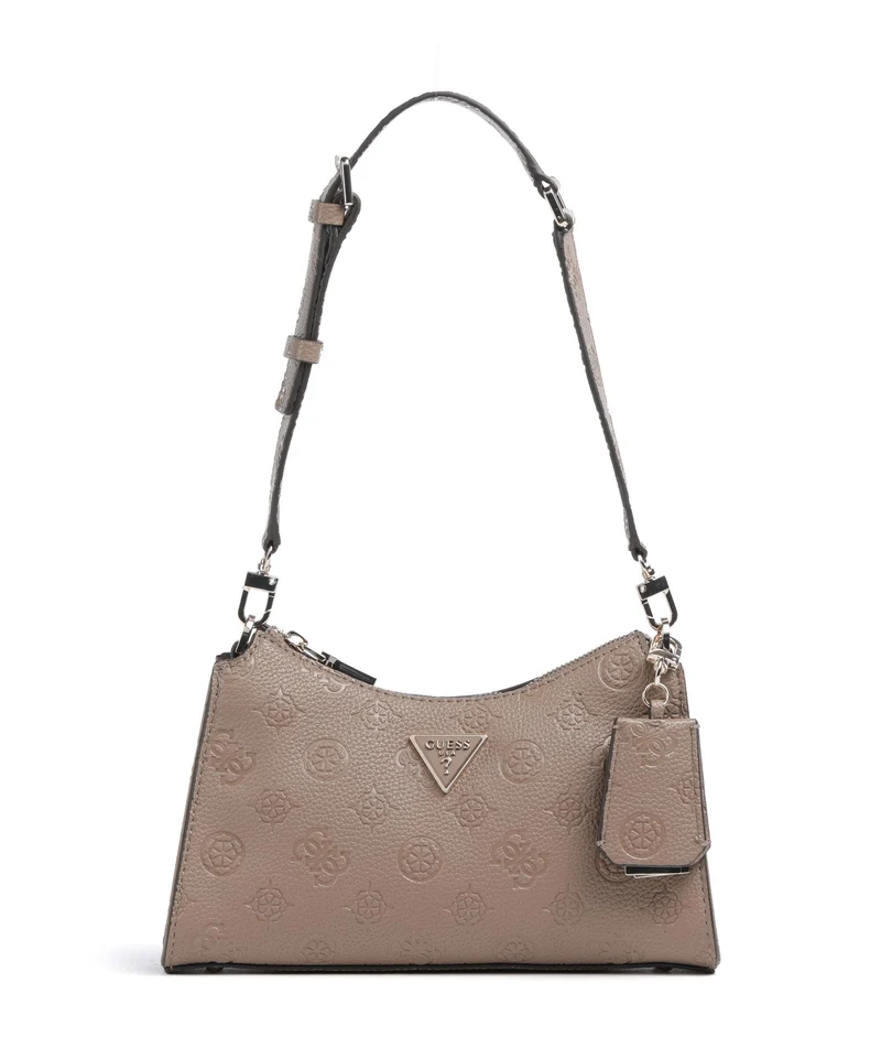 Guess Cresidia Axelremsväska dark taupe logo